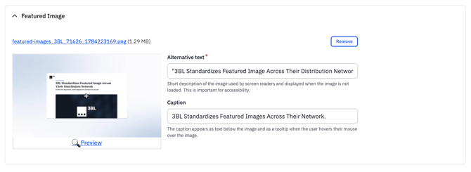 3BL's featured image field